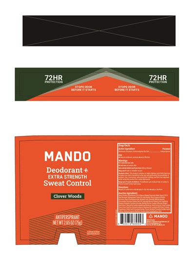 Mando Deodorant + Extra Strength Sweat Control Clover Woods  Label (Us Ap Big Stick 2.65oz Clover 020626)